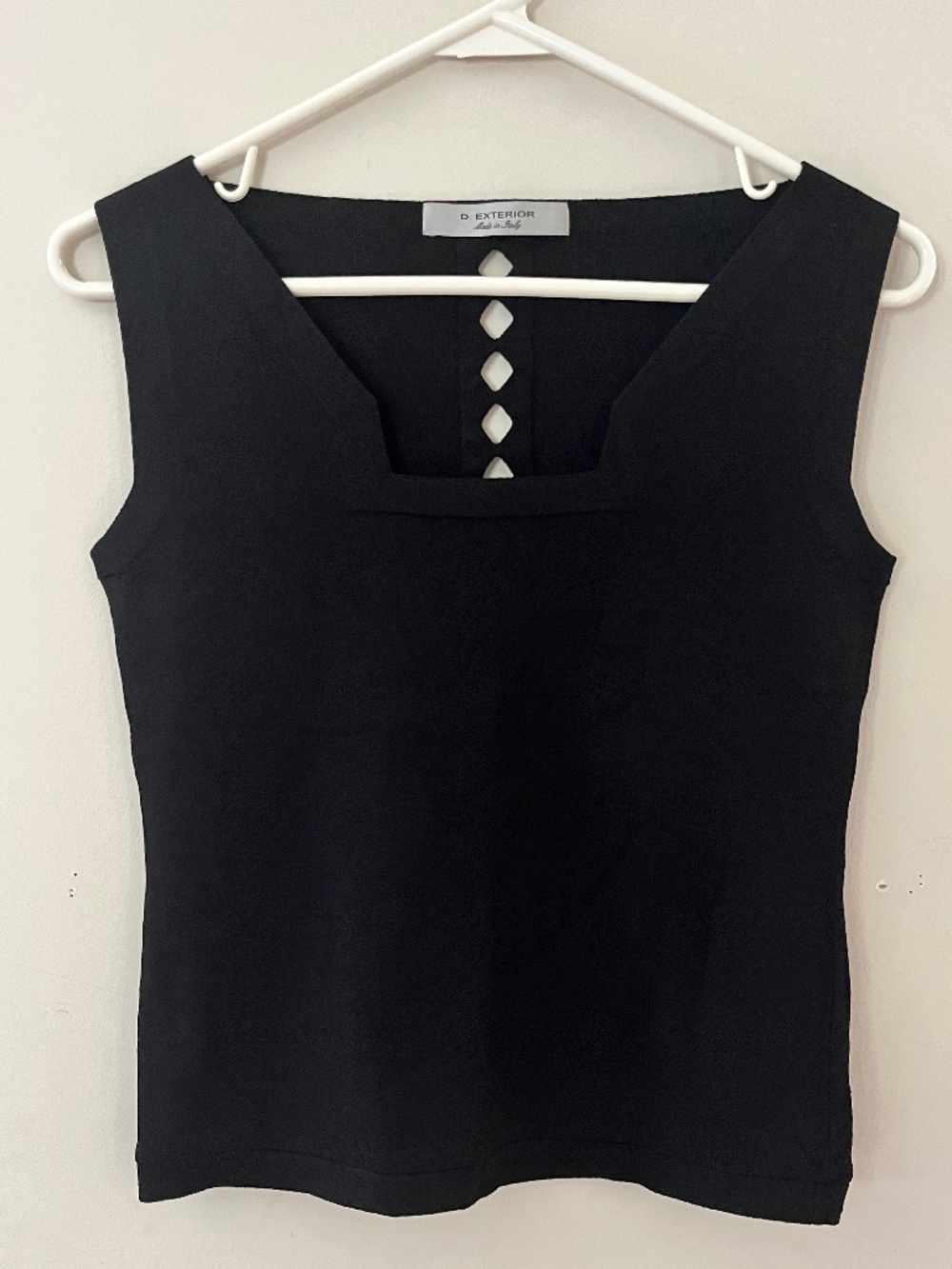 D. Exterior Sleeveless Black Tank Top with Cutout Design